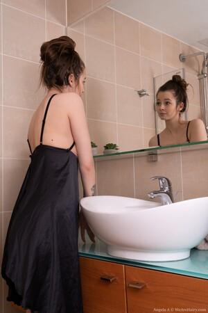 #WeAreHairy Angela A Black Gown White Sink