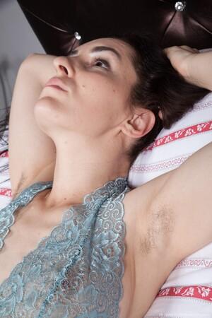 #WeAreHairy Di Devi White Bed Blue Lingerie