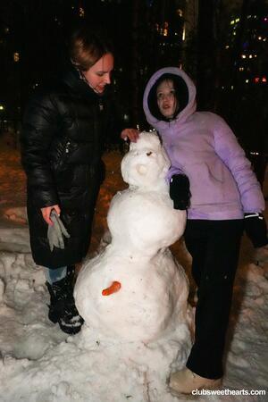 #ClubSweethearts Violet Joly , Akina Asmus - Hot lesbians make snowman melt