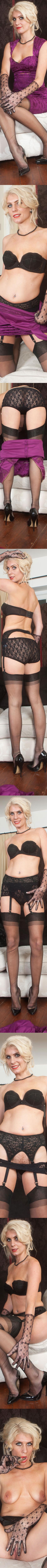 #VintageFlash - Bianca (aka Ashleigh Mckenzie) - Lacy lascivious glamour puss! - 2013, Feb 09 #vintage #retro #stockings #solo #gloves #hair #straplessbra #lingerie