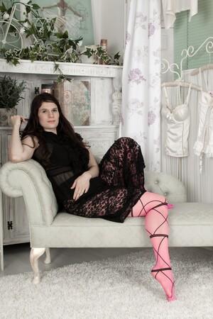 #WeAreHairy Brianna Green Black Dress Pink Stockings