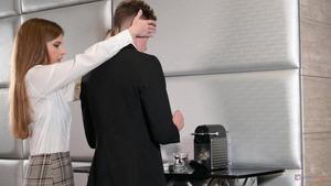 Office Fuck: Sexy Secretary Emelie Crystal Lets Colleague Slam All of Her Holes