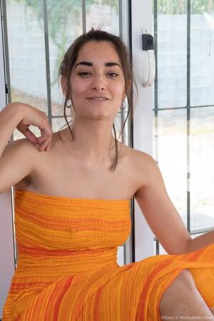 #WeAreHairy Tiffany Orange Dress Brown Stool
