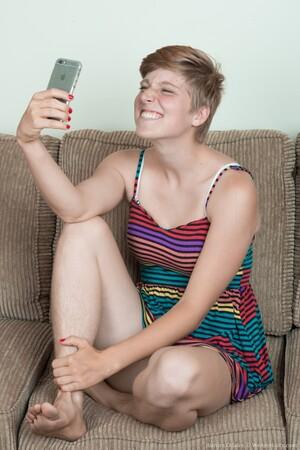 #WeAreHairy Aurora Odaire Blue Lingerie Brown Couch