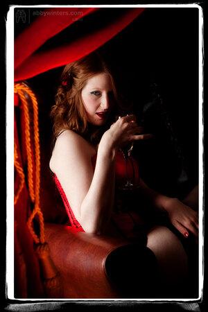 Girls In Lingerie at Night Redhead red lipstick Chloe B