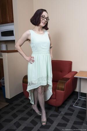 #WeAreHairy Ivy Addams Green Dress Fishnet Stocking